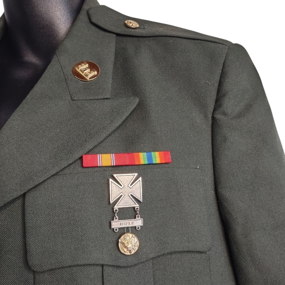 US Army Decorated Wool Army Green Military Coat Jacket Size 40S - Picture 5 of 12